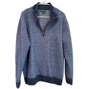 Orvis Mens XL Blue Wool Cashmere Blend Quarter Zip Pullover Sweater Marled Knit